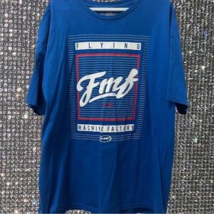 FMF tshirt blue white red flying machine top light weight vintage XL shirt logo